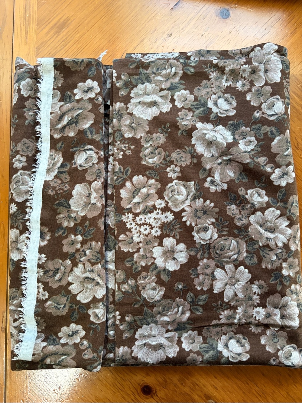 Fabric, 64” W x 122” L, Soft Viscose Knit, Brown Floral